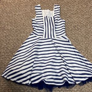 Navy blue striped formal/casual dress